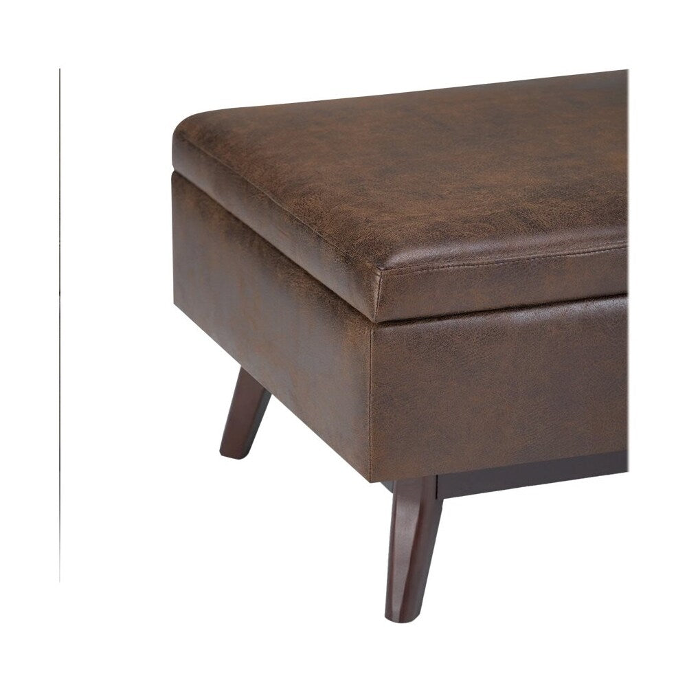 Simpli Home - Owen 34 inch Wide Mid Century Modern Rectangle Coffee Table Storage Ottoman - Distressed Chestnut Brown_8