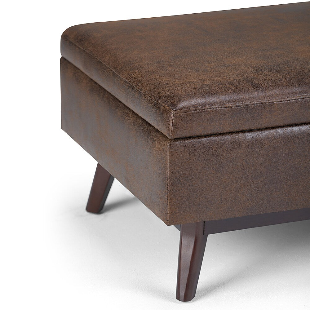 Simpli Home - Owen 34 inch Wide Mid Century Modern Rectangle Coffee Table Storage Ottoman - Distressed Chestnut Brown_6