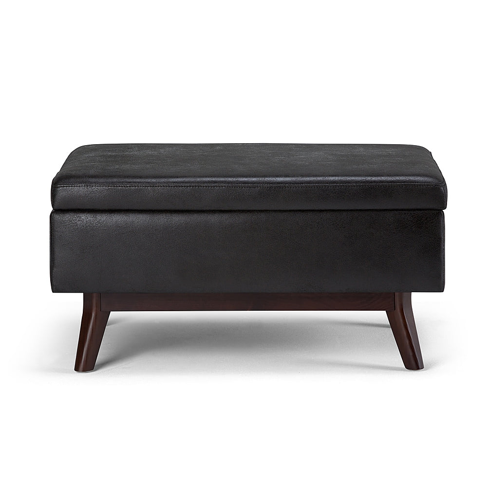 Simpli Home - Owen 34 inch Wide Mid Century Modern Rectangle Coffee Table Storage Ottoman - Distressed Black_1