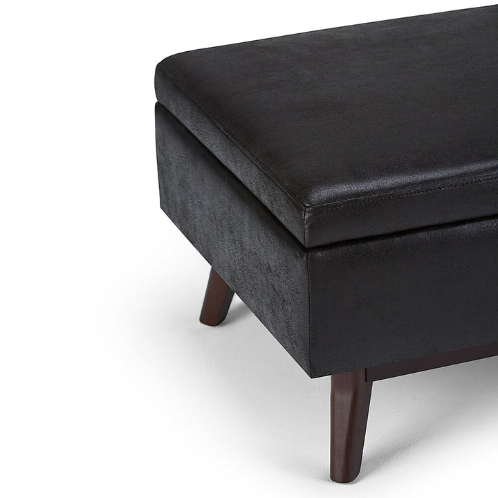 Simpli Home - Owen 34 inch Wide Mid Century Modern Rectangle Coffee Table Storage Ottoman - Distressed Black_5