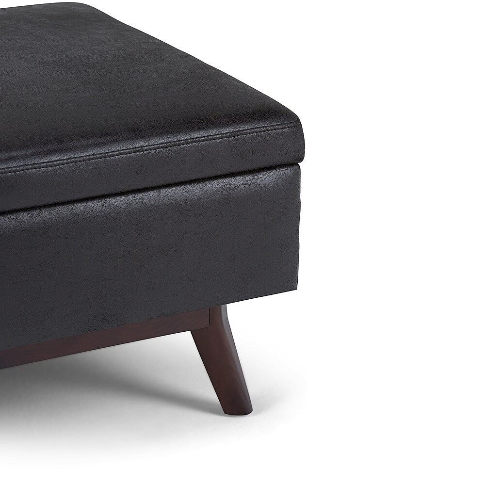 Simpli Home - Owen 34 inch Wide Mid Century Modern Rectangle Coffee Table Storage Ottoman - Distressed Black_3