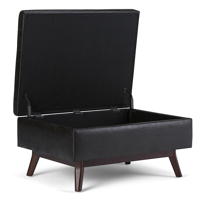 Simpli Home - Owen 34 inch Wide Mid Century Modern Rectangle Coffee Table Storage Ottoman - Distressed Black_2