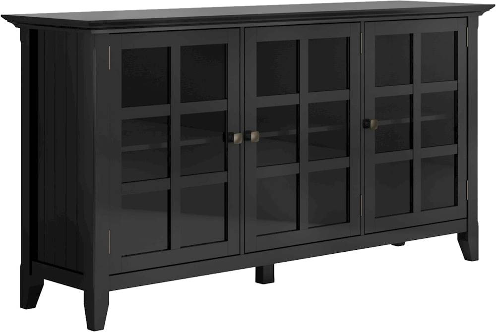 Simpli Home - Acadian SOLID WOOD 62 inch Wide Transitional Wide Storage Cabinet in - Black_1