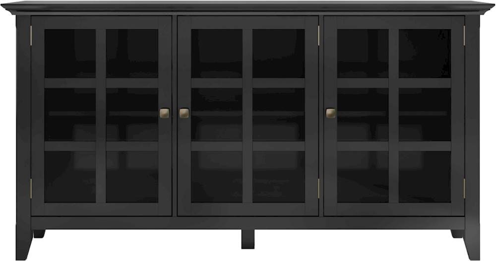Simpli Home - Acadian SOLID WOOD 62 inch Wide Transitional Wide Storage Cabinet in - Black_0