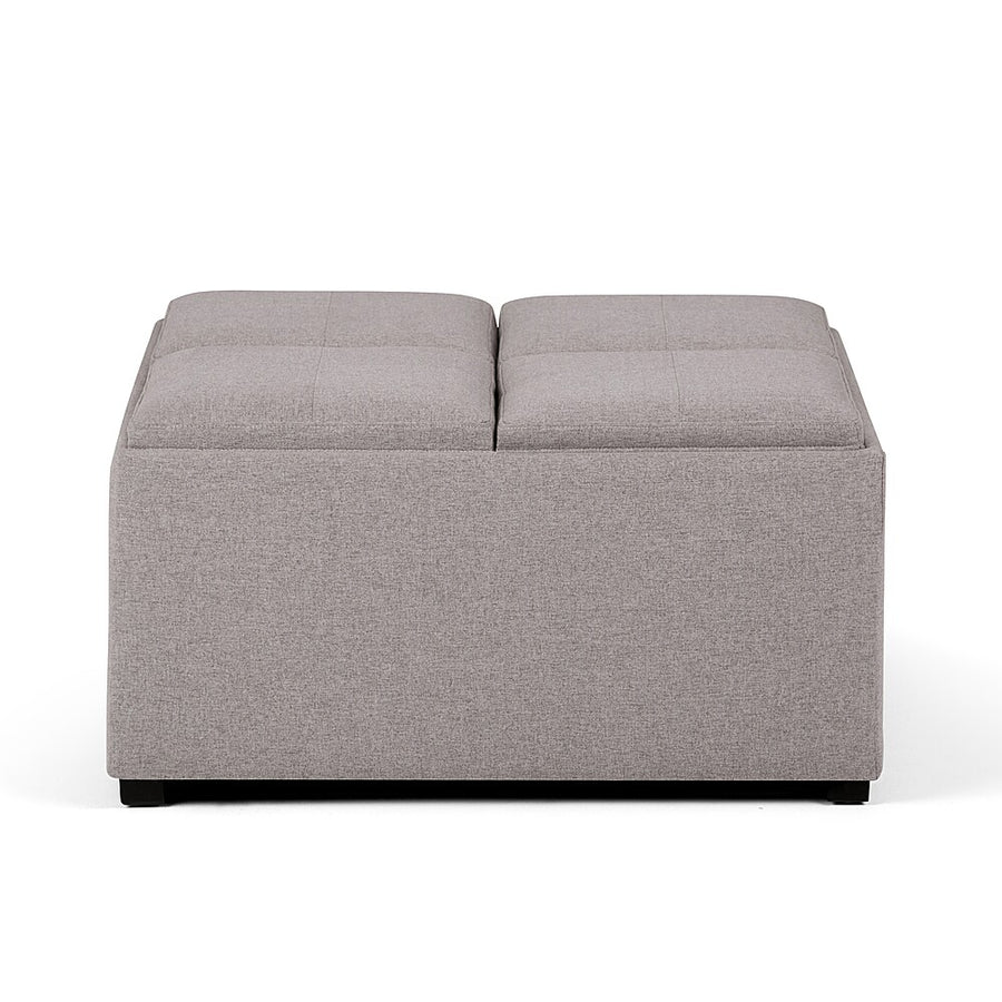 Simpli Home - Avalon 35 inch Wide Contemporary Square Coffee Table Storage Ottoman - Gray Cloud_0