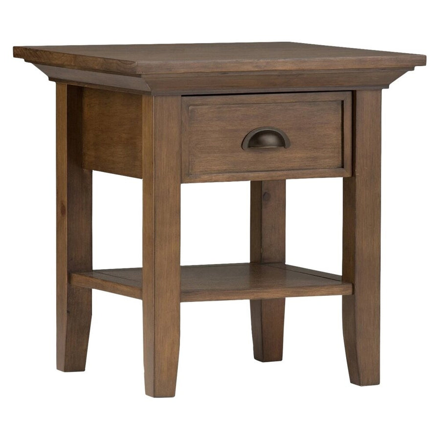 Simpli Home - Redmond Square Rustic Wood 1-Drawer End Table - Rustic Natural Aged Brown_0
