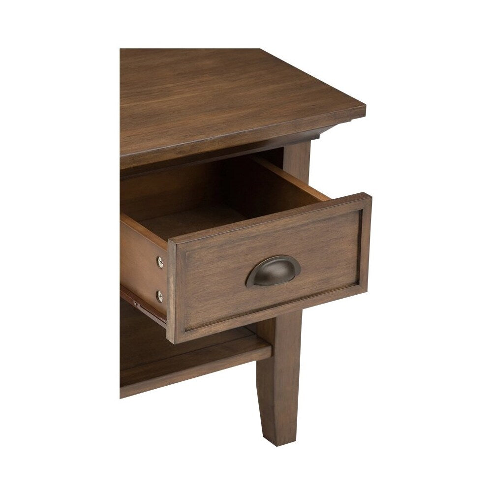 Simpli Home - Redmond Square Rustic Wood 1-Drawer End Table - Rustic Natural Aged Brown_4