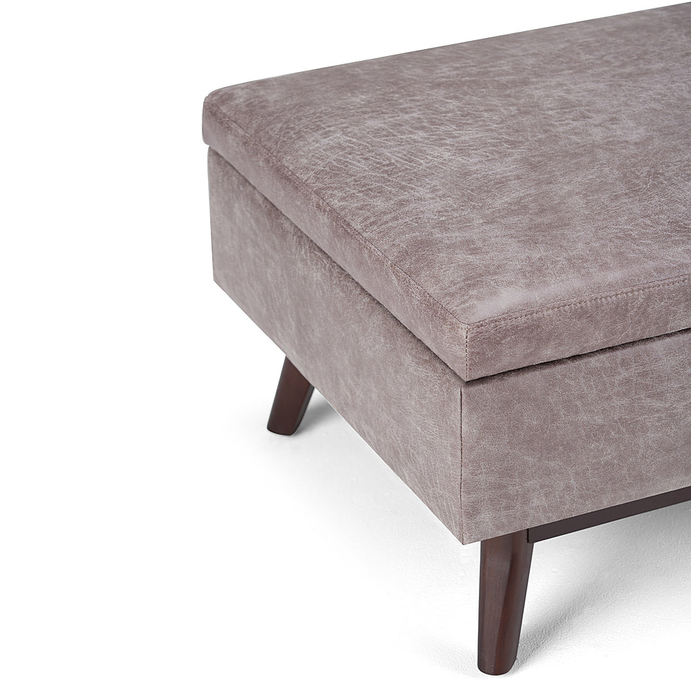 Simpli Home - Owen 34 inch Wide Mid Century Modern Rectangle Coffee Table Storage Ottoman - Distressed Gray Taupe_1