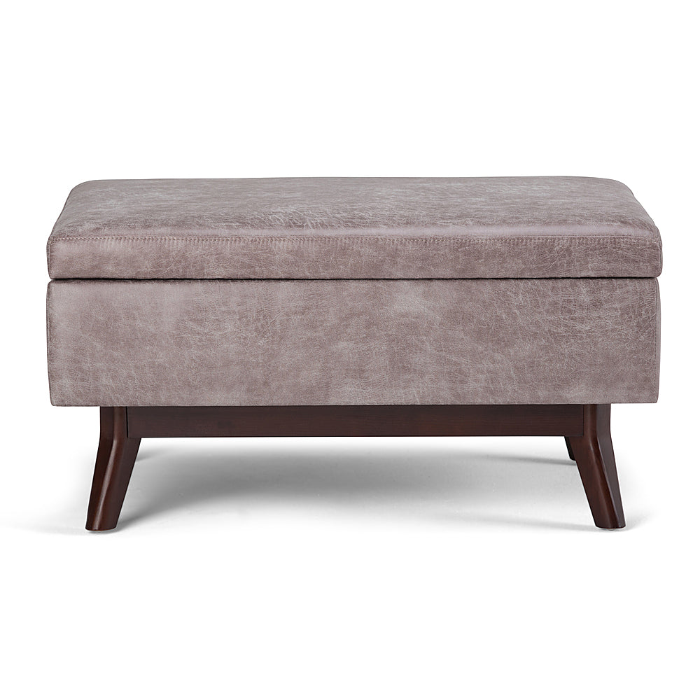 Simpli Home - Owen 34 inch Wide Mid Century Modern Rectangle Coffee Table Storage Ottoman - Distressed Gray Taupe_0