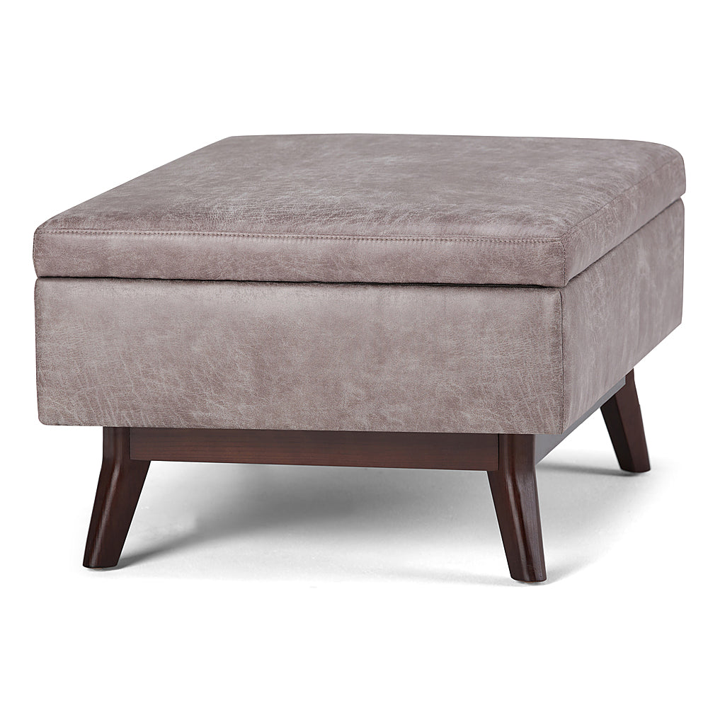 Simpli Home - Owen 34 inch Wide Mid Century Modern Rectangle Coffee Table Storage Ottoman - Distressed Gray Taupe_4