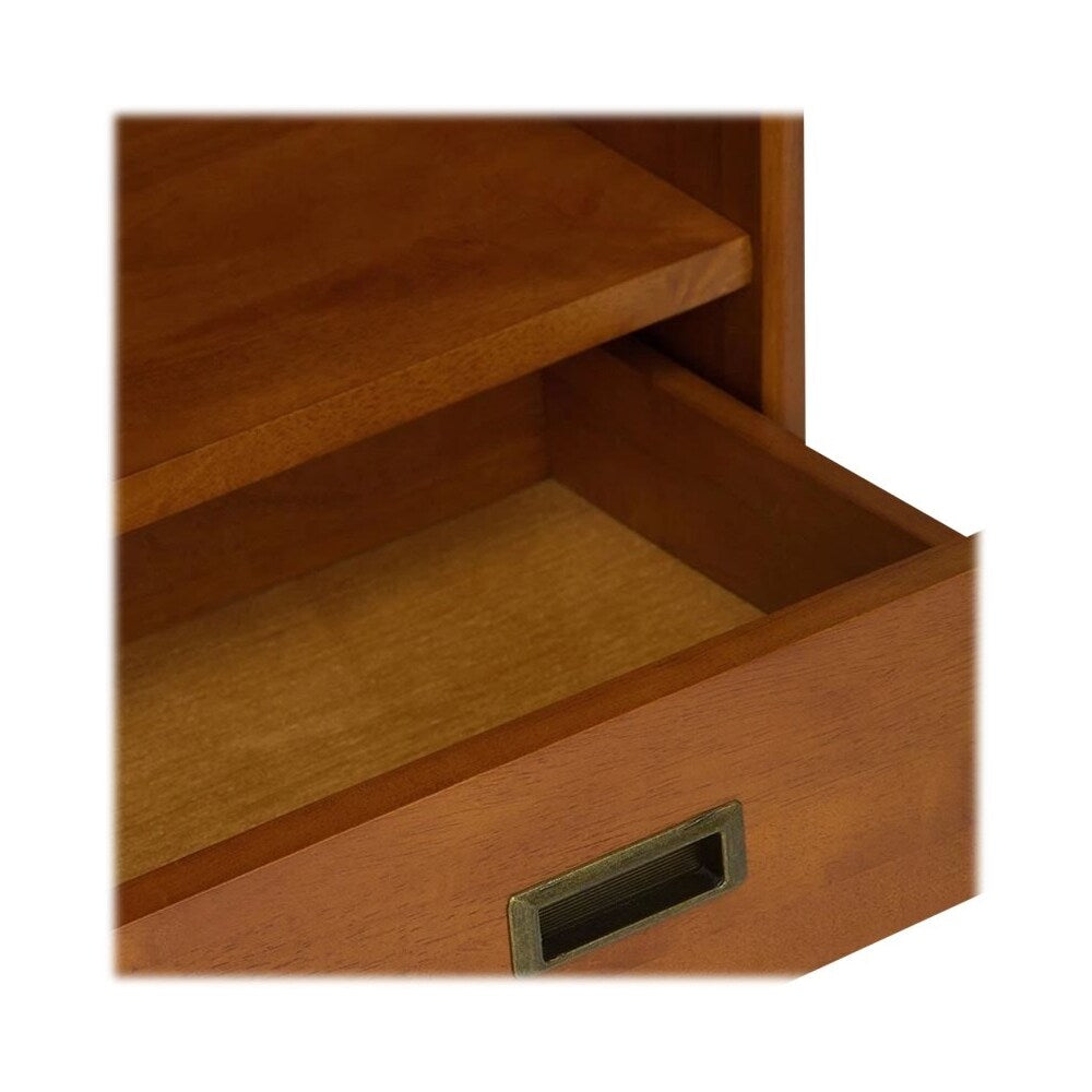 Simpli Home - Draper Mid-Century Modern Solid Hardwood 6-Shelf 2-Drawer Bookcase - Teak Brown_10