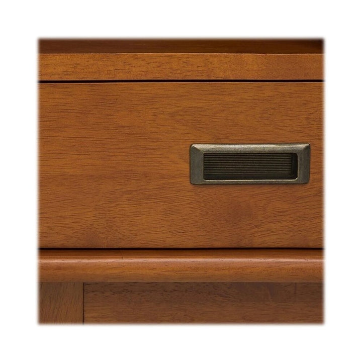Simpli Home - Draper Mid-Century Modern Solid Hardwood 6-Shelf 2-Drawer Bookcase - Teak Brown_7