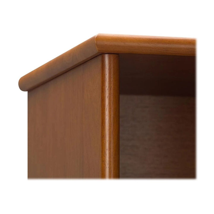 Simpli Home - Draper Mid-Century Modern Solid Hardwood 6-Shelf 2-Drawer Bookcase - Teak Brown_4