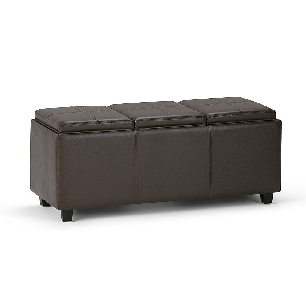 Simpli Home - Avalon 42 inch Wide Contemporary Rectangle Storage Ottoman - Chocolate Brown_1