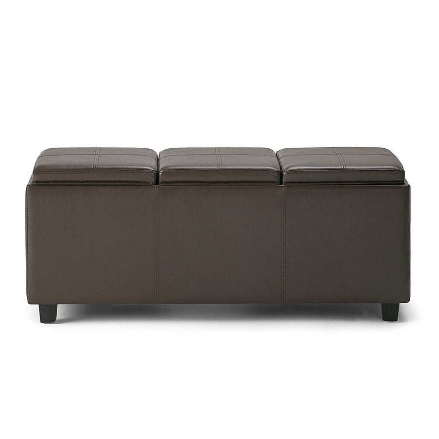 Simpli Home - Avalon 42 inch Wide Contemporary Rectangle Storage Ottoman - Chocolate Brown_0