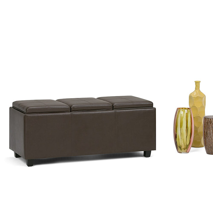 Simpli Home - Avalon 42 inch Wide Contemporary Rectangle Storage Ottoman - Chocolate Brown_8