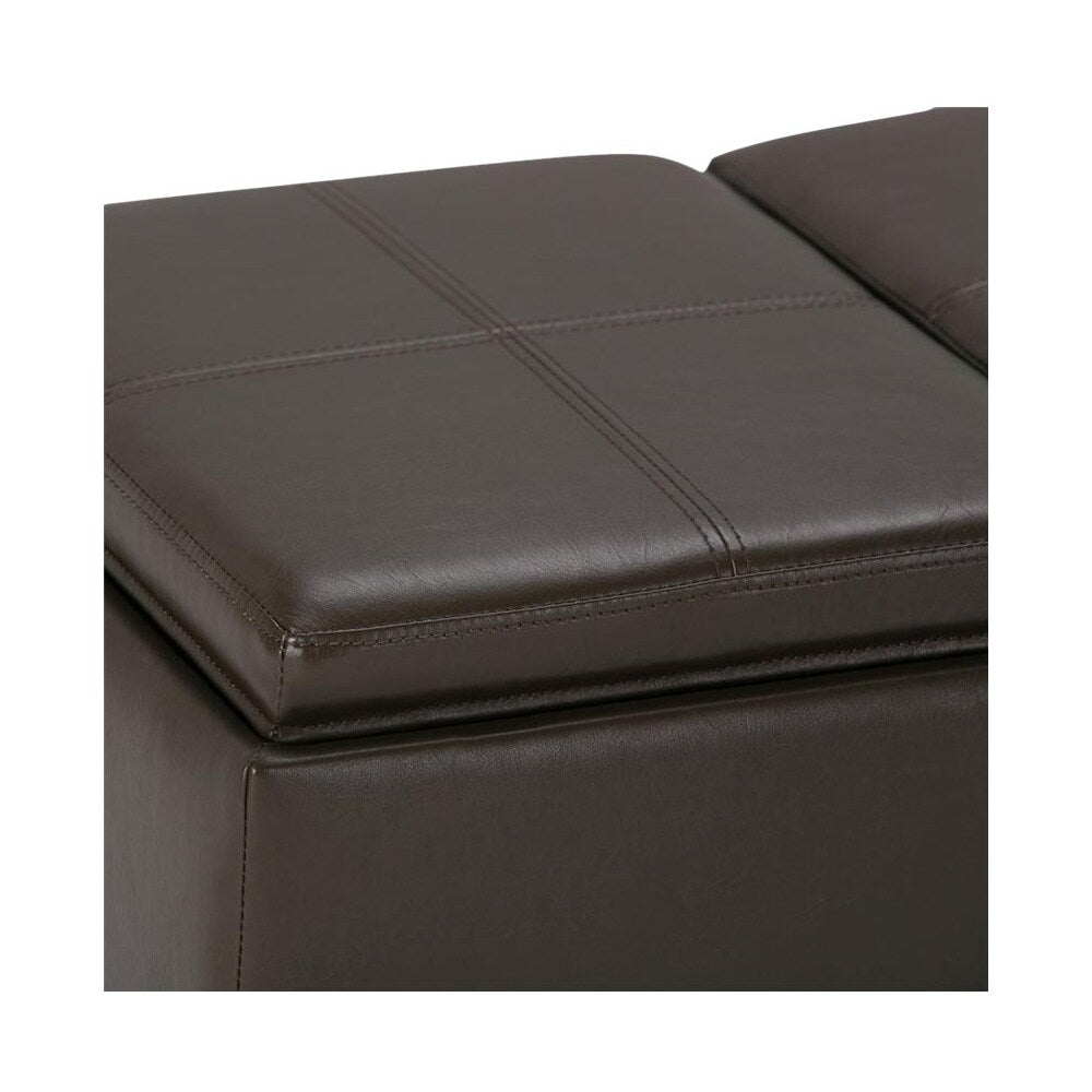 Simpli Home - Avalon 42 inch Wide Contemporary Rectangle Storage Ottoman - Chocolate Brown_9