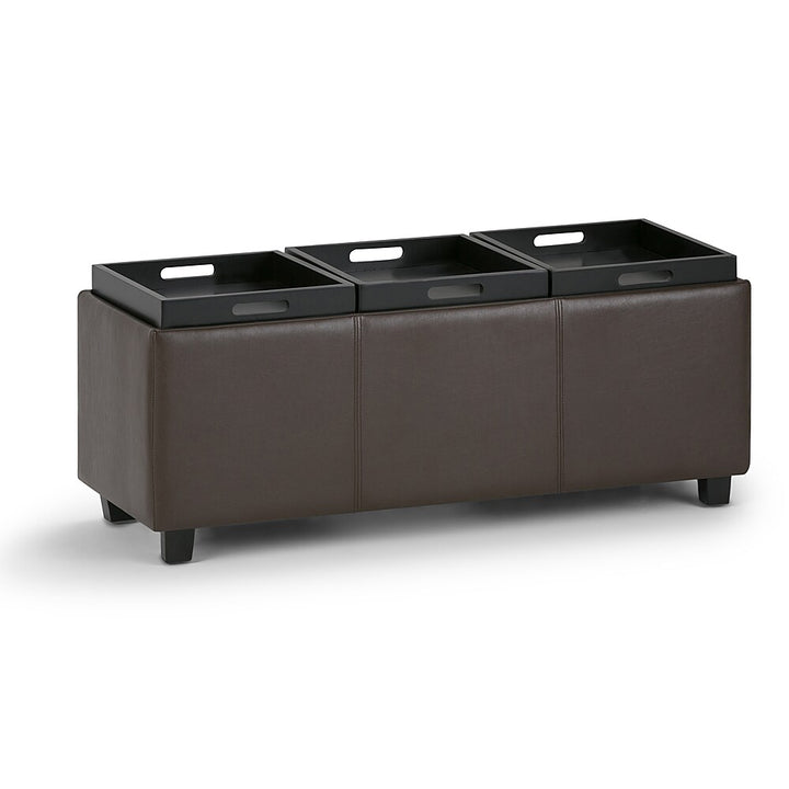 Simpli Home - Avalon 42 inch Wide Contemporary Rectangle Storage Ottoman - Chocolate Brown_3