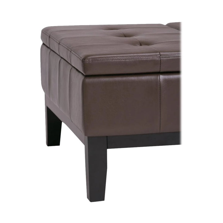 Simpli Home - Dover 36 inch Wide Contemporary Square Coffee Table Storage Ottoman - Chocolate Brown_2