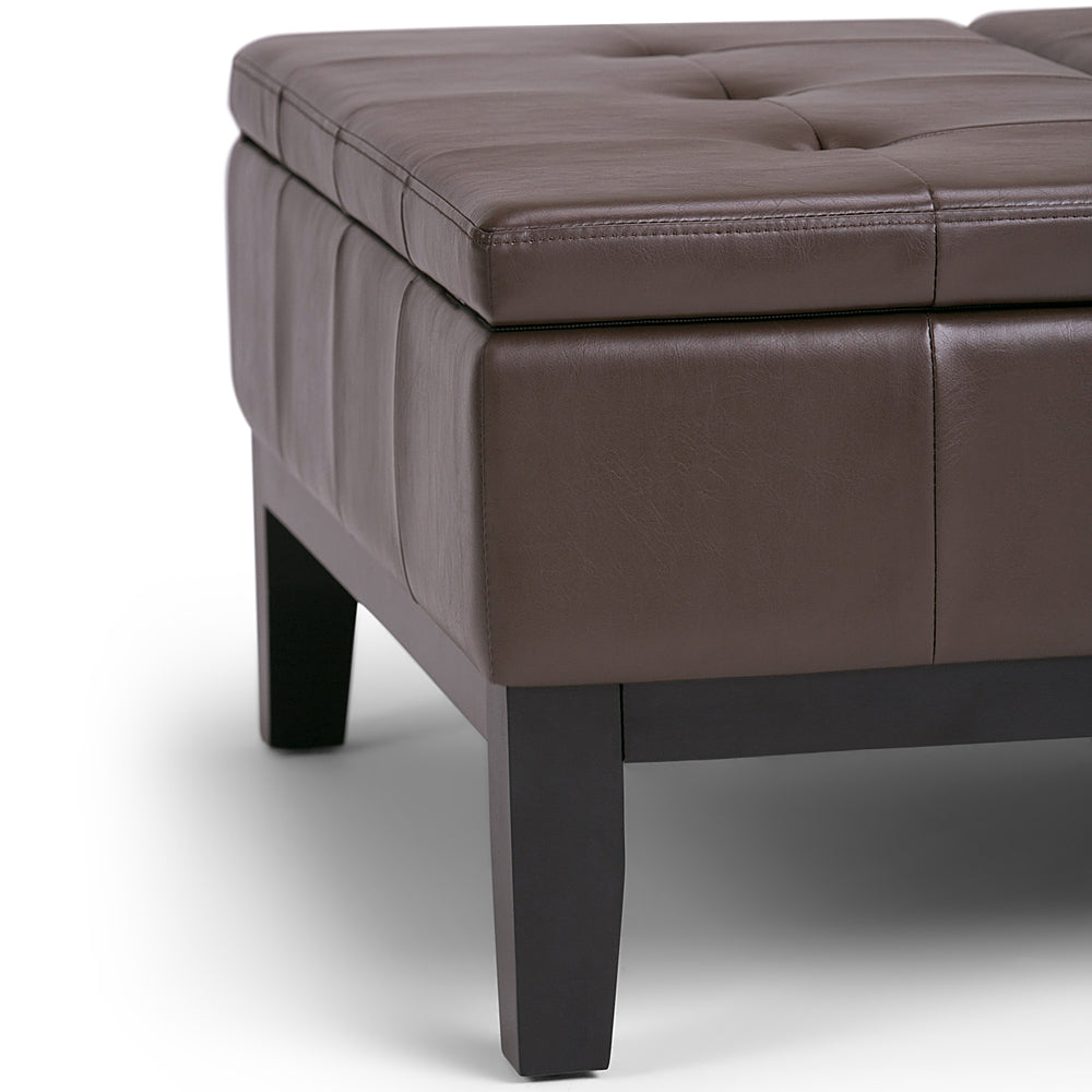 Simpli Home - Dover 36 inch Wide Contemporary Square Coffee Table Storage Ottoman - Chocolate Brown_9