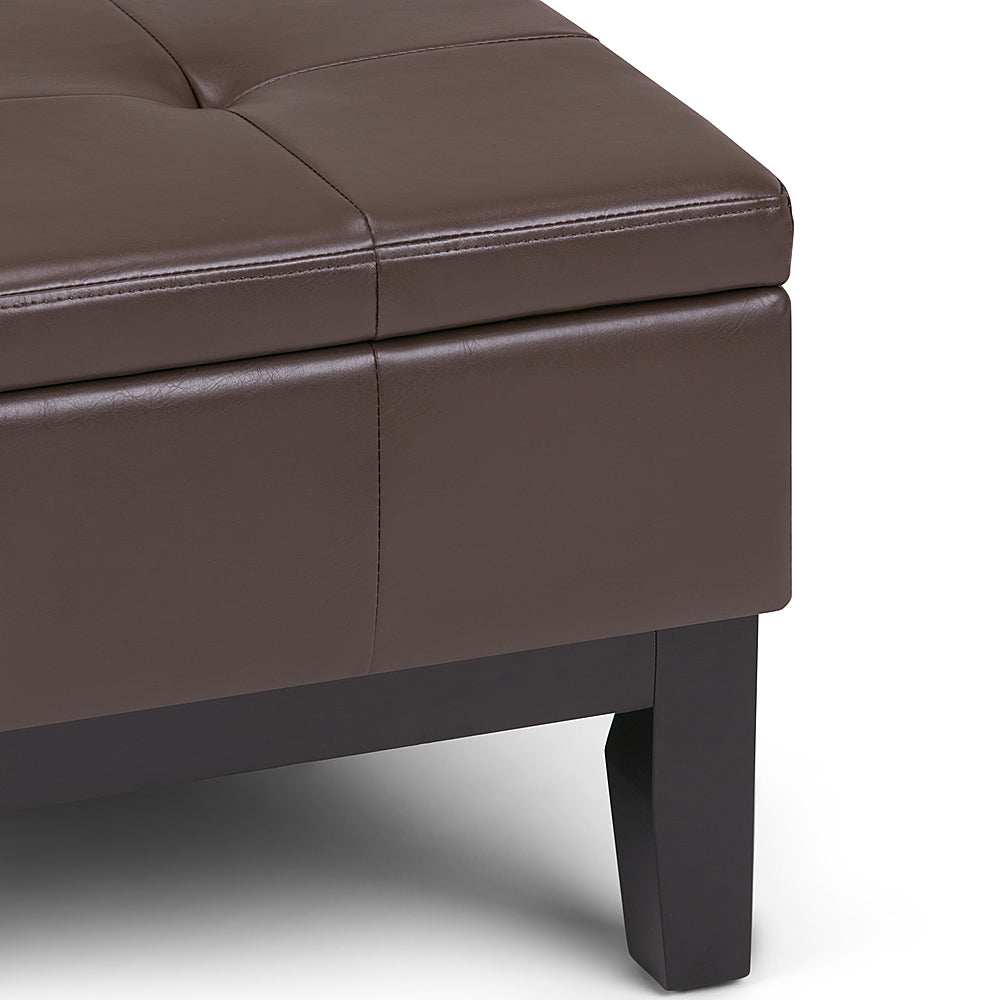 Simpli Home - Dover 36 inch Wide Contemporary Square Coffee Table Storage Ottoman - Chocolate Brown_5