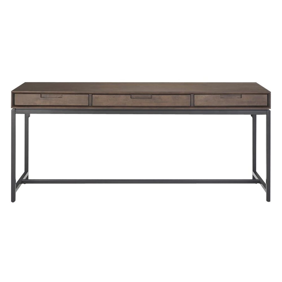 Simpli Home - Banting Rectangular Mid-Century Modern Industrial Solid Rubberwood 3-Drawer Table - Walnut Brown_0