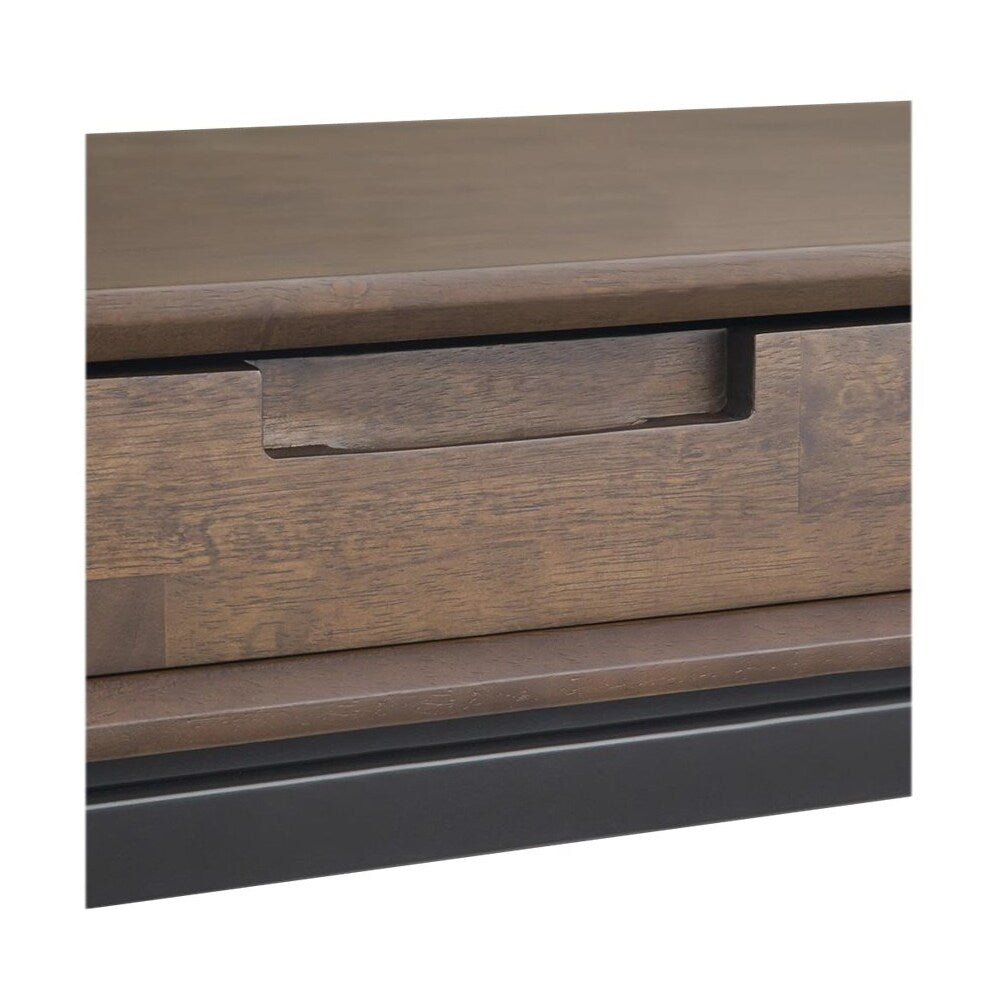 Simpli Home - Banting Rectangular Mid-Century Modern Industrial Solid Rubberwood 3-Drawer Table - Walnut Brown_7