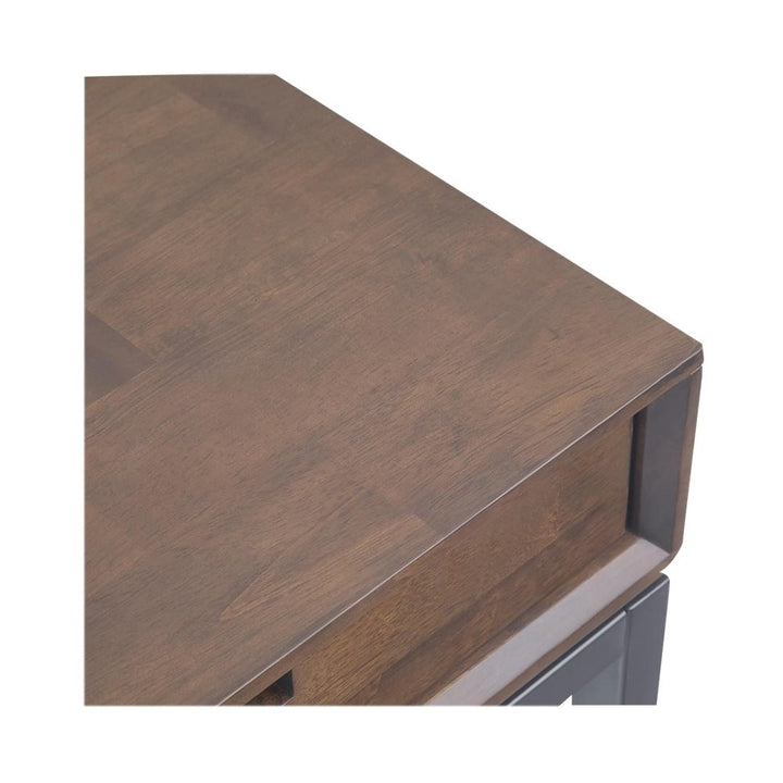 Simpli Home - Banting Rectangular Mid-Century Modern Industrial Solid Rubberwood 3-Drawer Table - Walnut Brown_4