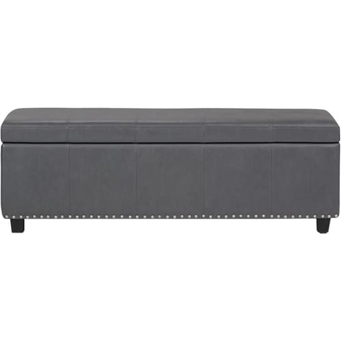 Simpli Home - Kingsley Rectangular Transitional Foam/Plywood Bench Ottoman With Inner Storage - Stone Gray_0