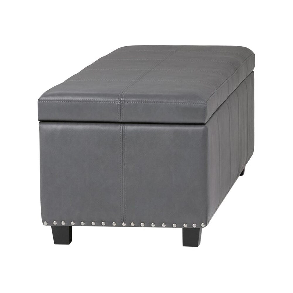 Simpli Home - Kingsley Rectangular Transitional Foam/Plywood Bench Ottoman With Inner Storage - Stone Gray_1