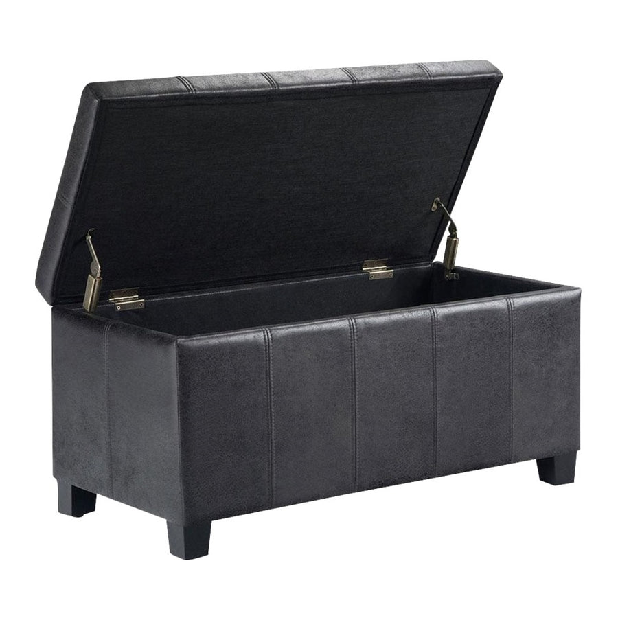 Simpli Home - Dover Rectangular Contemporary Wood/Foam Bench Ottoman With Inner Storage - Distressed Black_0