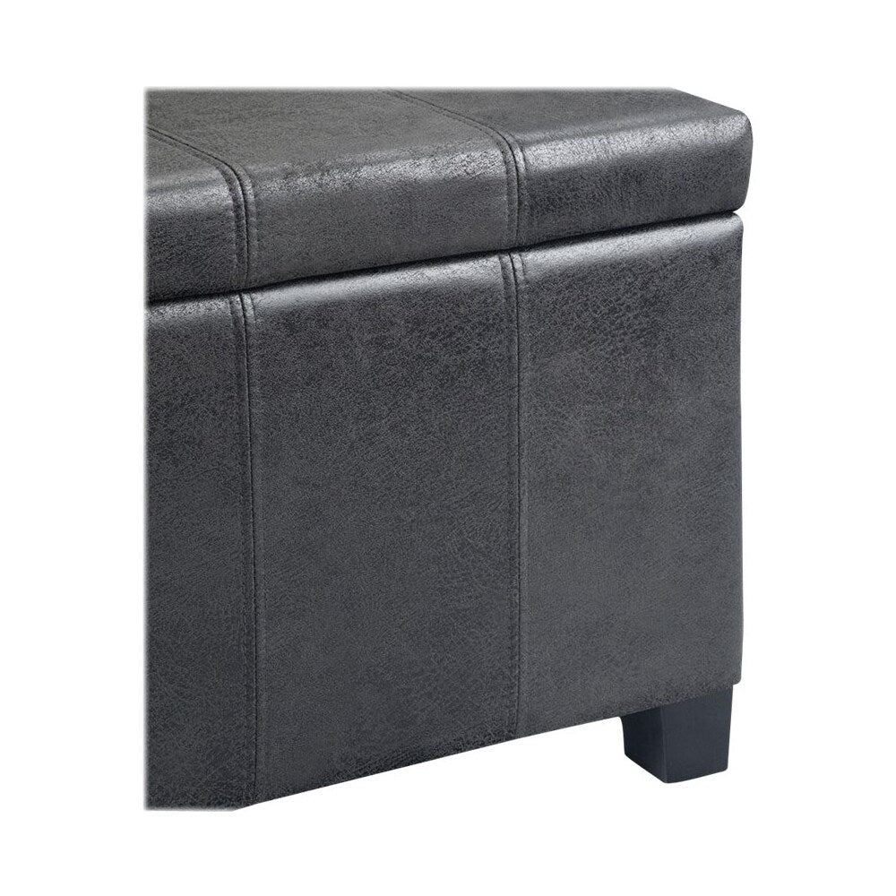 Simpli Home - Dover Rectangular Contemporary Wood/Foam Bench Ottoman With Inner Storage - Distressed Black_2