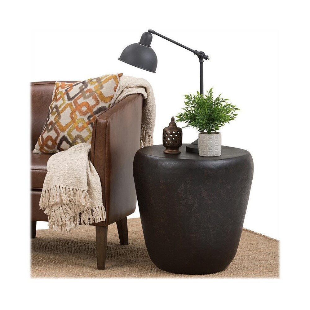 Simpli Home - Garvy Round Contemporary Iron Accent Side Table - Rustic Bronze_2