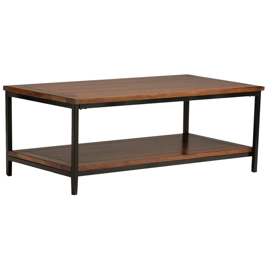 Simpli Home - Skyler Rectangular Modern Solid Mango Wood Coffee Table - Dark Cognac Brown_0