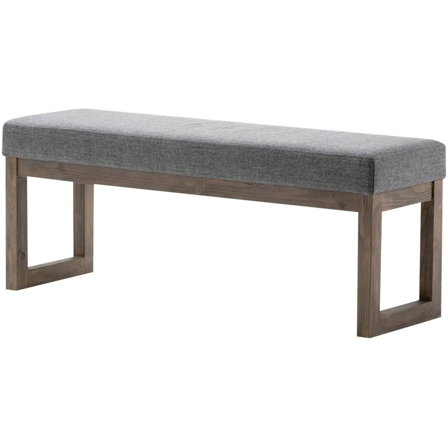 Simpli Home - Milltown Rectangular Modern Contemporary Plywood/Linen-Look Fabric Bench Ottoman - Gray_0