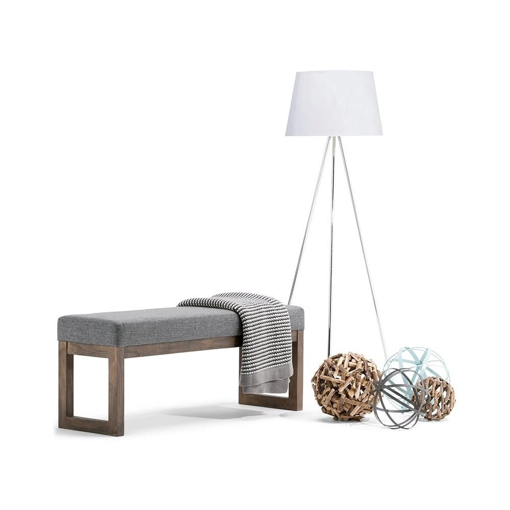 Simpli Home - Milltown Rectangular Modern Contemporary Plywood/Linen-Look Fabric Bench Ottoman - Gray_1