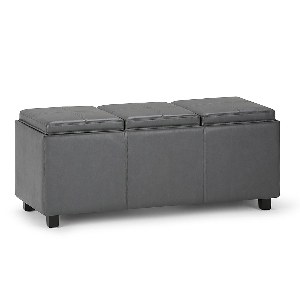 Simpli Home - Avalon 42 inch Wide Contemporary Rectangle Storage Ottoman - Stone Gray_1