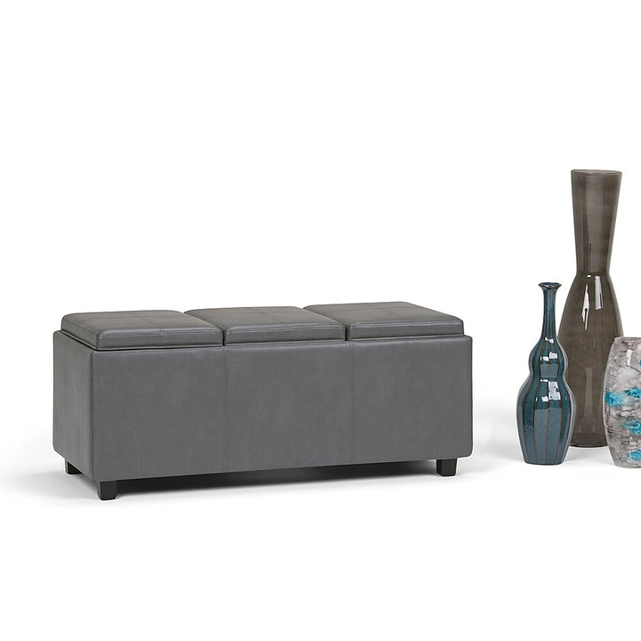 Simpli Home - Avalon 42 inch Wide Contemporary Rectangle Storage Ottoman - Stone Gray_2