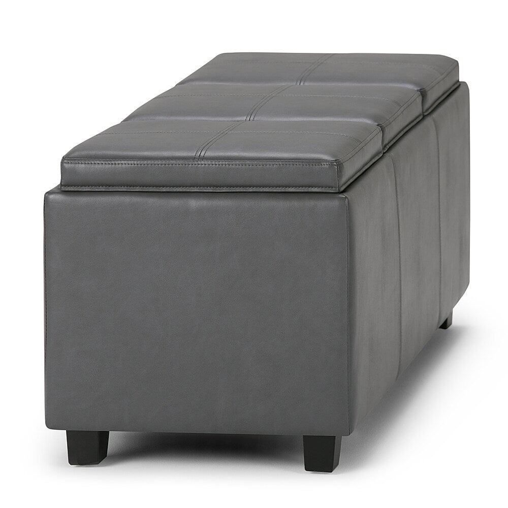 Simpli Home - Avalon 42 inch Wide Contemporary Rectangle Storage Ottoman - Stone Gray_7