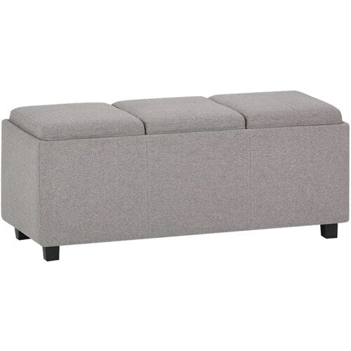 Simpli Home - Avalon Rectangular Contemporary Wood/Engineered Wood Ottoman With Inner Storage - Gray Cloud_3