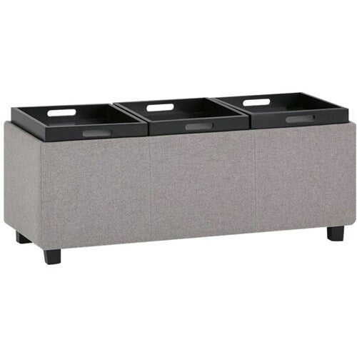 Simpli Home - Avalon Rectangular Contemporary Wood/Engineered Wood Ottoman With Inner Storage - Gray Cloud_2