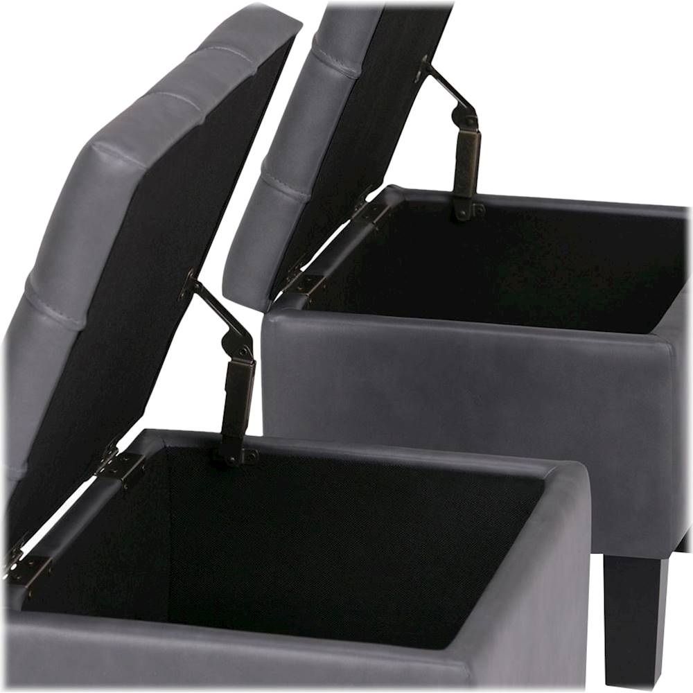 Simpli Home - Dover Rectangular Contemporary Faux Leather Storage Ottoman (Set of 3) - Stone Gray_3