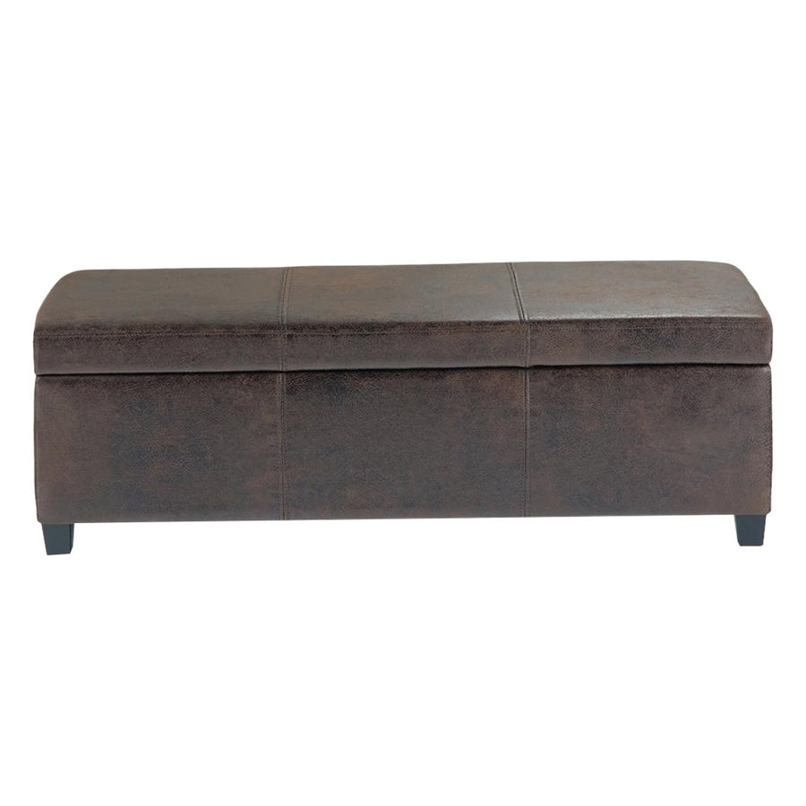 Simpli Home - Avalon Rectangular Contemporary Wood/Foam Bench Ottoman With Inner Storage - Distressed Brown_0