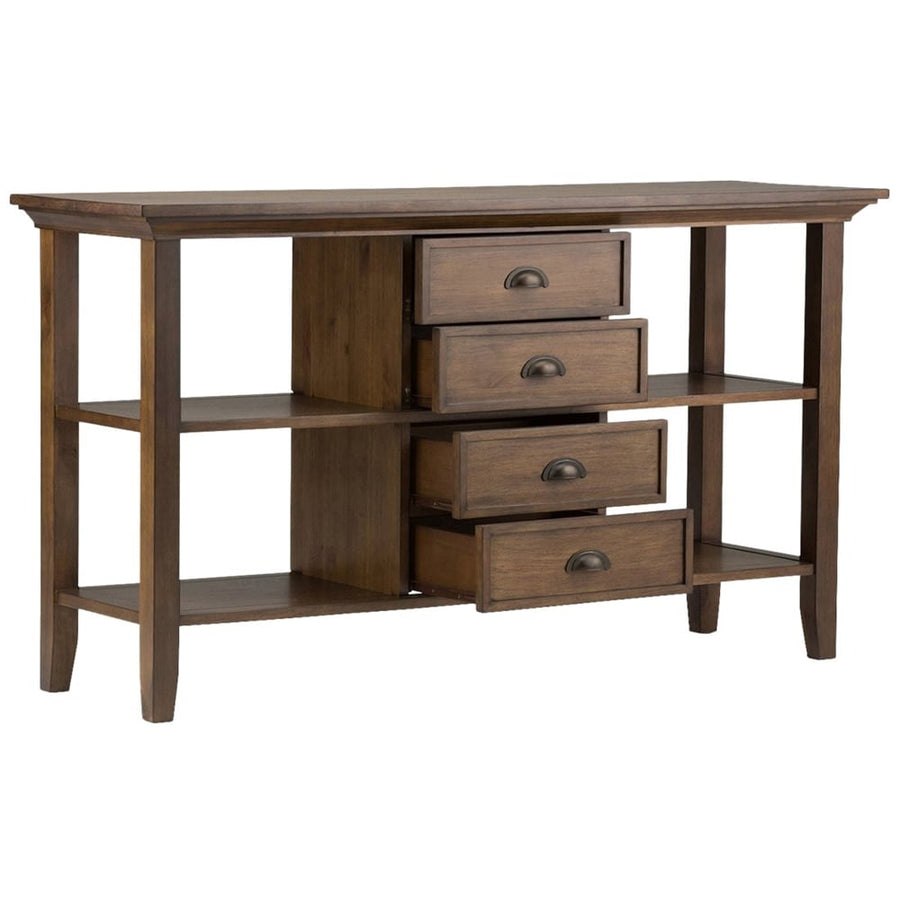Simpli Home - Redmond Rectangular Rustic Wood 4-Drawer Console Table - Natural Aged Brown_0