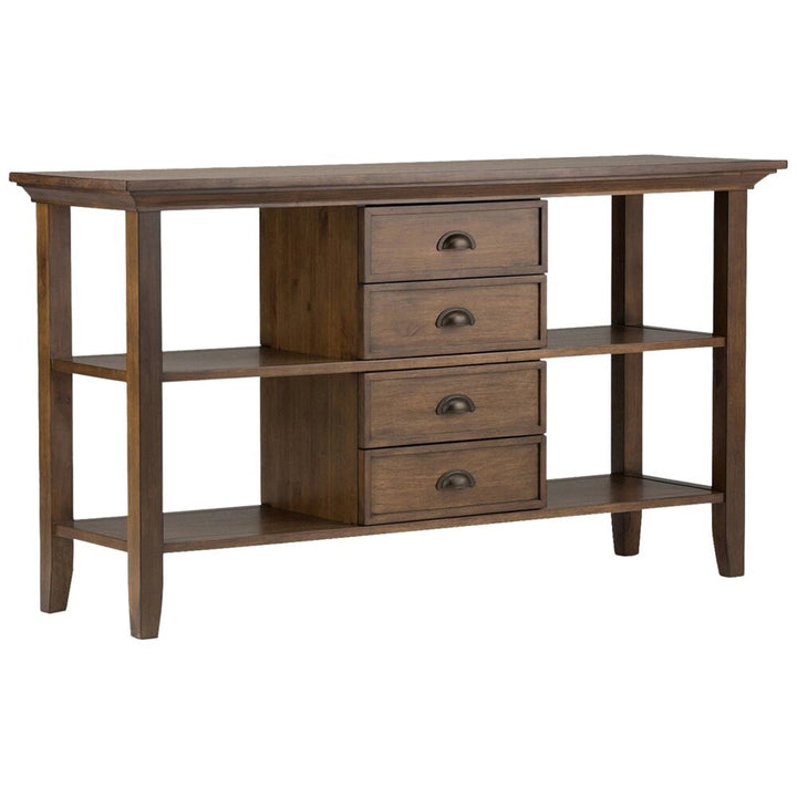 Simpli Home - Redmond Rectangular Rustic Wood 4-Drawer Console Table - Natural Aged Brown_1