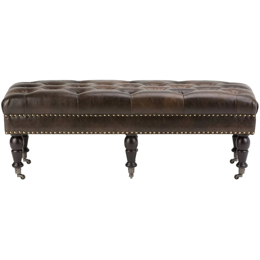 Simpli Home - Henley Traditional Bonded Leather Bench Ottoman - Distressed Brown_0