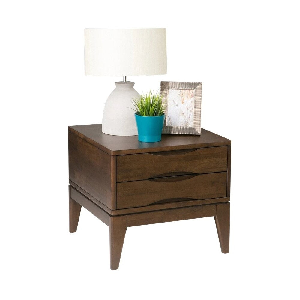 Simpli Home - Harper Square Mid-Century Modern Solid Hardwood 2-Drawer End Table - Dark Walnut Brown_1