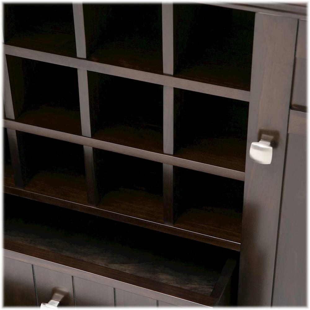 Simpli Home - Bedford Rustic Solid Wood 4-Shelf 2-Drawer Sideboard, Buffet, Credenza, and Wine Rack - Dark Tobacco Brown_1