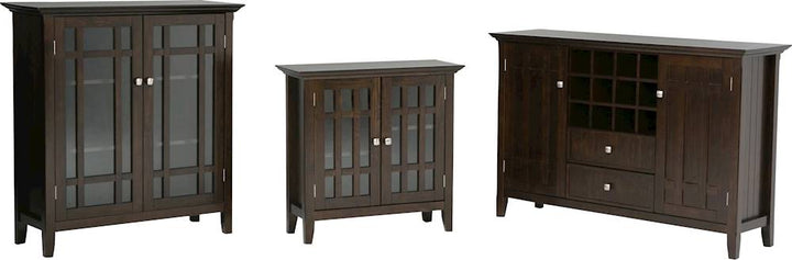 Simpli Home - Bedford Rustic Solid Wood 4-Shelf 2-Drawer Sideboard, Buffet, Credenza, and Wine Rack - Dark Tobacco Brown_2