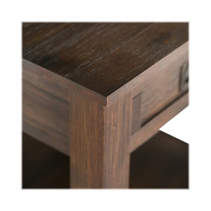 Simpli Home - Monroe Square Rustic Contemporary Solid Acacia Wood 1-Drawer End Side Table - Distressed Charcoal Brown_2